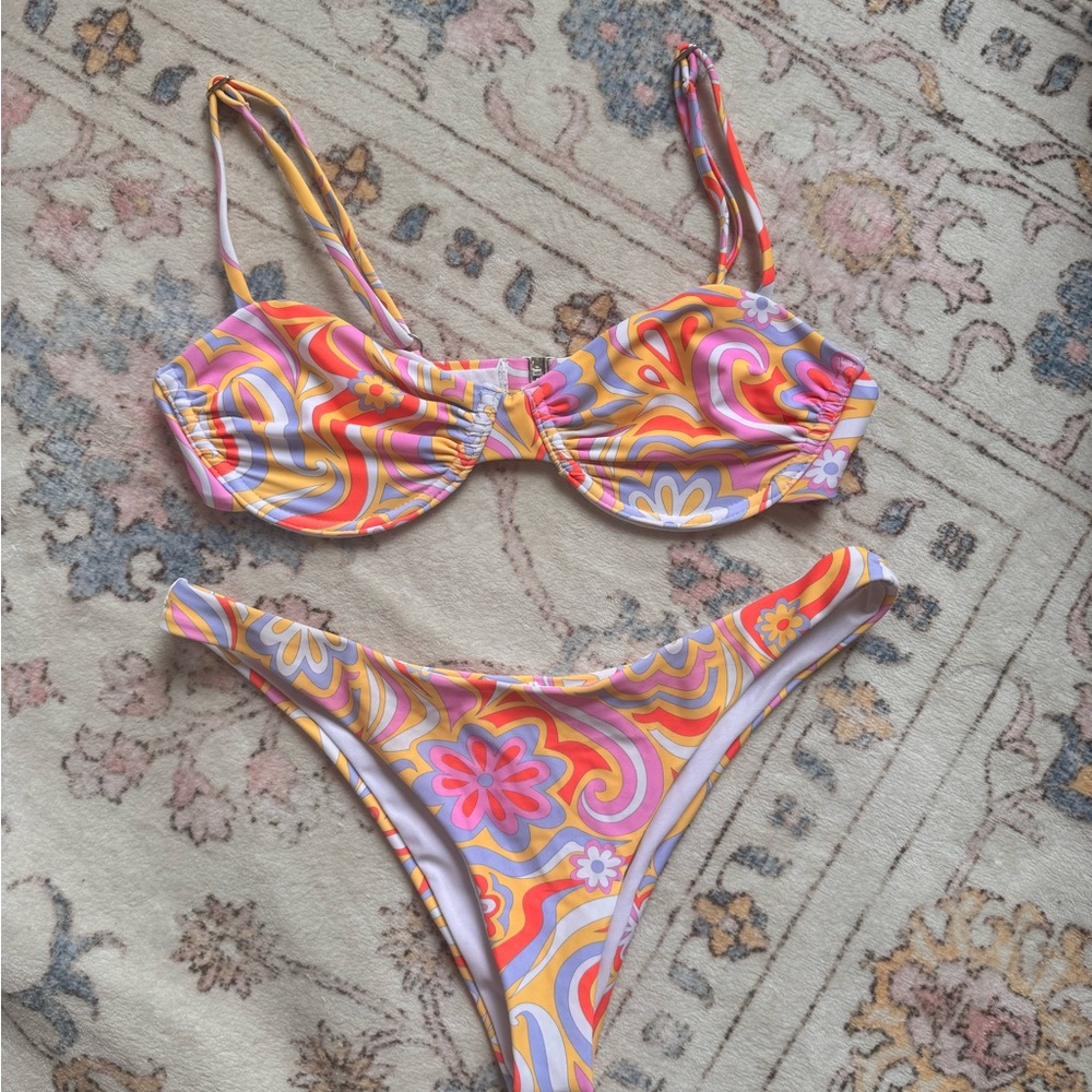 Multicolor Retro Style Bikini Set
